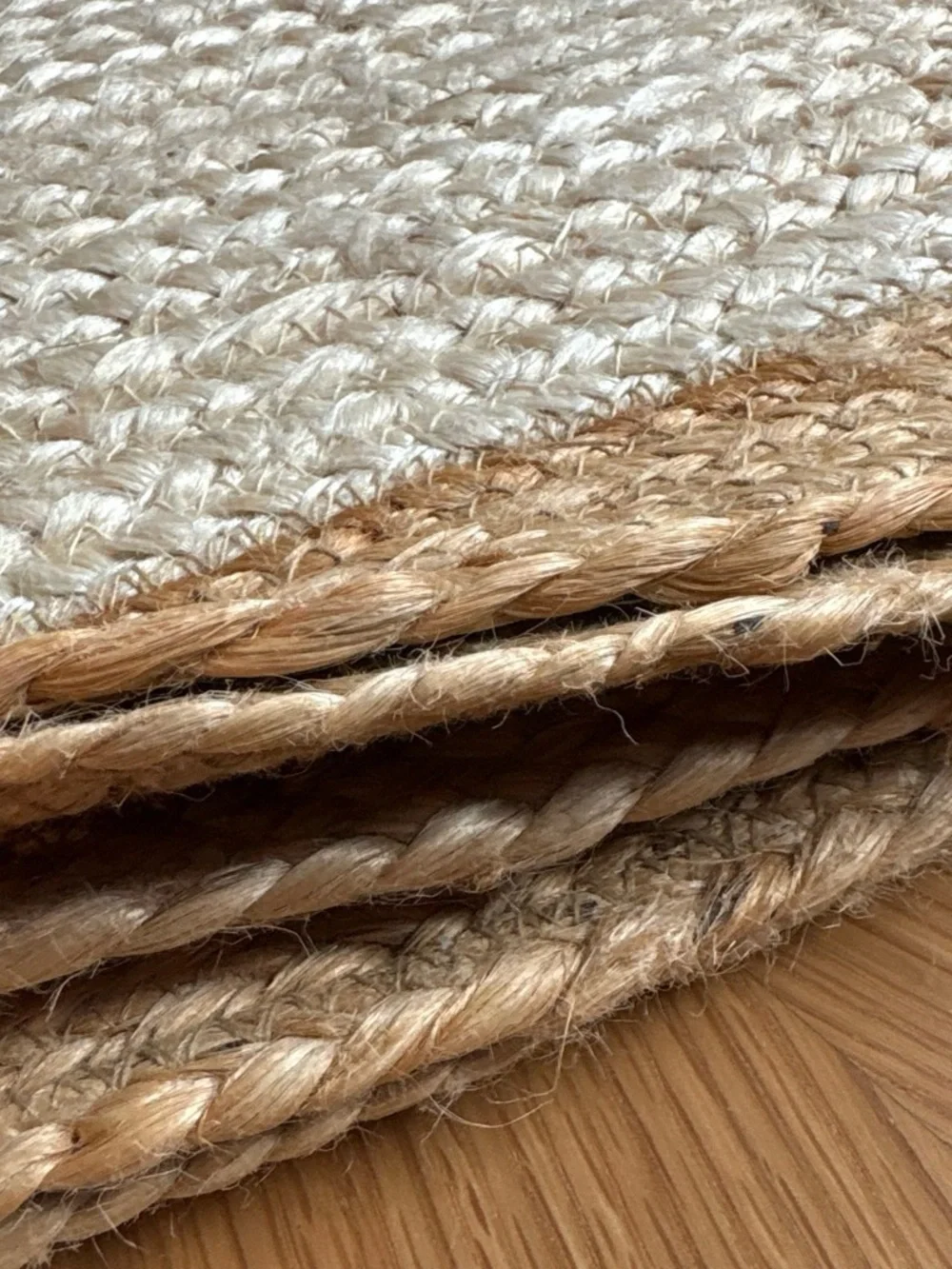 Set of 5 - Woven Natural Fiber Rug Mat in Cream and Tan - coastal - 15.5 inches